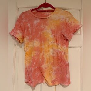 Reformation Tie-Dye Short Sleeve Tee - Coral and Mustard